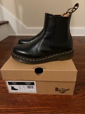 Dr. Martens Black Chelsea Boots with Yellow Stitching